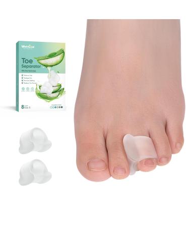 Welnove gel-toe spreader-8-pack toe spacers with aloe vera for overlapping toes hammer toes balth relief-soft silicone toe corrector for men and women-size S white (s) - Buy Online on GoSupps.com