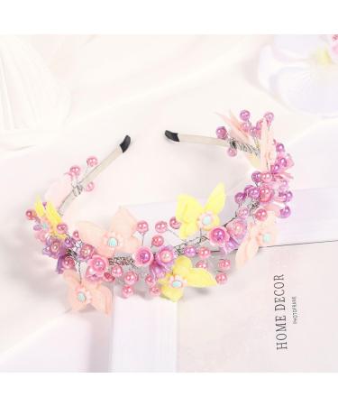 IYOU Princess Wedding Headband Purple Butterfly Hair Bands Pearl Communion Bridal Hair Accessories for Girls - Buy Online on GoSupps.com