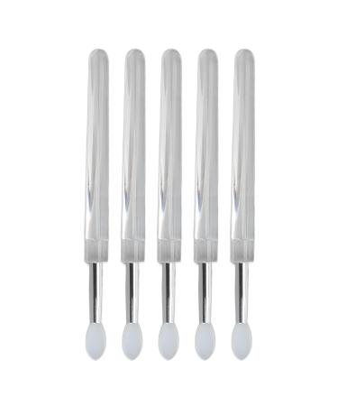 15pcs Silicone Lip Brush Transparent Handle Dustproof Lid Reusable Lipstick Applicator Gentle Application Lip Mask White