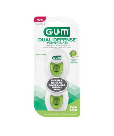 Buy GUM Dual-Defense Twisted Dental Floss - Double Strand Waxed Floss with Green Tea & Mint - 2ct (3pk) | International Shipping Available - Buy Online on GoSupps.com