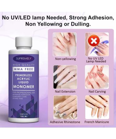 2 Pack of 100ML Acrylic Liquid Monomer for Acrylic Nail Extension MMA Free Non-Yellowing Formula Sculpting Maximum Strength Medium Setting Time - Buy Online on GoSupps.com