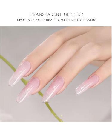 Transparent Glitter Gel Nail Strips KALEFUL Semi Cured Gel Nail Stickers Nail Art Decoration Design Supplies - Buy Online on GoSupps.com