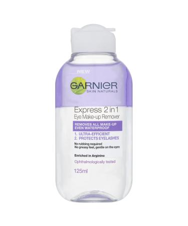 Garnier Skin Active 2 in1 Eye Make Up Remover Suitable For Waterproof Makeup Gentle On Eyes and Eyelashes Use With Reusable Micellar Eco Pads 125 ml