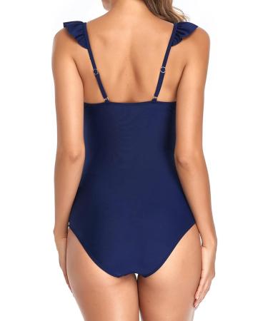 Tankini Ruffles: Swimsuit One Piece Women's Monokini Push Up Bikini V-Neck Sexy Tankini Swimsuit with Leg Swimwear Women's Tankini Tummy Control Swimsuit Women One Piece Beachwear Navy XXL - Buy Online on GoSupps.com