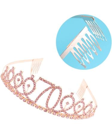 Minkissy Birthday Crown 70th Rhinestone Birthday Tiara with Comb Crystal Princess Tiara Headband for Birthday Party(Rose Gold) - Buy Online on GoSupps.com