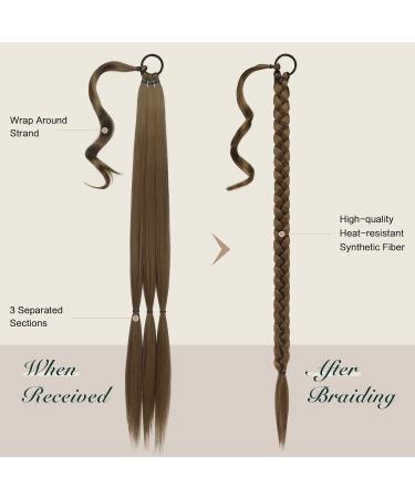 Feshfen 85 cm Light Brown Braid Extensions Ponytail - Synthetic Long Braided Hair for Daily & Party Use - Buy Online on GoSupps.com