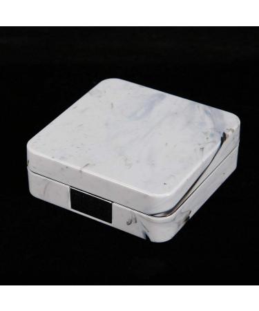 Square Marble Contact Lens Case Portable Cosmetic Box & Travel Set for Daily Outdoor Use (Silver) - Buy Online on GoSupps.com