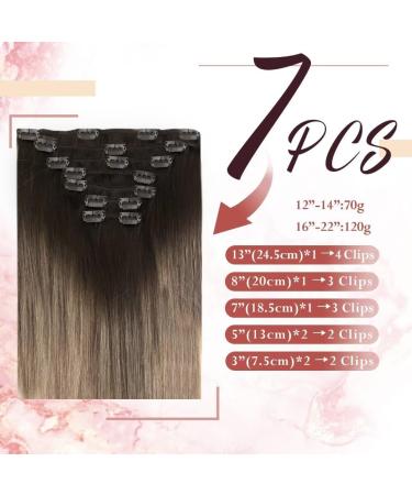 Easyouth Balayage Brown Clip in Hair Extensions - 18 Inch, 7Pcs, 120g - Ombre Brown to Blonde - Double Weft Human Hair Extensions - Clip #2/6/18 - Buy Online on GoSupps.com