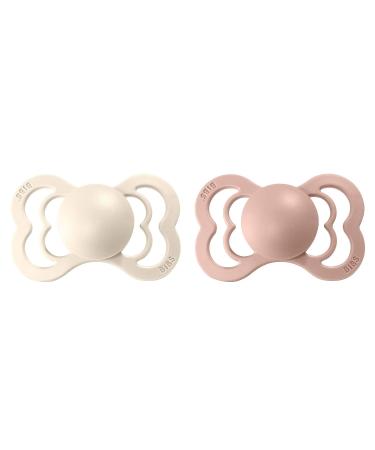 BIBS Supreme Collection Pacifiers | BPA-Free Baby Soothers | Made in Denmark | Set of 2 Ivory/Blush | Size 6-18 Months - Buy Online on GoSupps.com