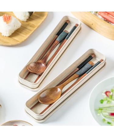 Exquisite Chopsticks Wooden Chopsticks Spoon Set Portable Chopsticks Spoon Set Japanese Style Tableware Set for Camping Picnic Office Or Home (Color : H Size : 3 pcs Set) 3 pcs set H - Buy Online on GoSupps.com