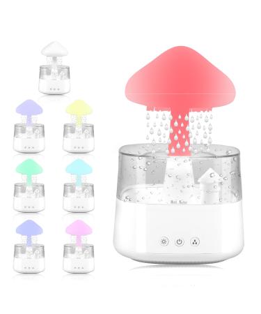 Rain Cloud Humidifier Water Drip Rain Cloud Diffuser with 7 Colors Lights Mushroom Rain Drop Humidifier Aromatherapy Diffuser Waterfall Lamp Night Light for Home Bedroom Office Bedside (D)