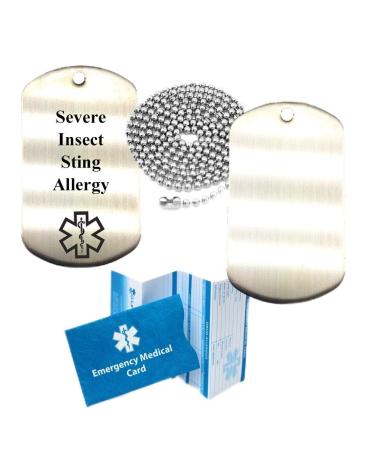 Severe Insect Sting Allergy Stainless Steel Medical Alert ID Dog Tag Pendant