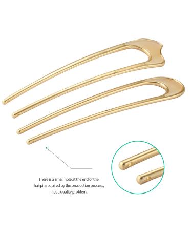 Vintage U-Shaped Hair Pins 2PCS - Style 1 C.Gold Color | French Hair Sticks for Chignon Hairstyles - Buy Online on GoSupps.com