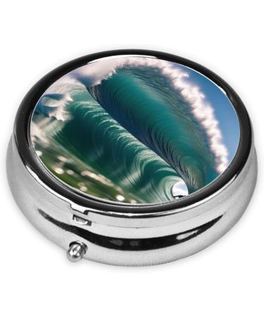 Surfing Printed Mini Round Pill Box | 3 Compartment Portable Pill Organizer for Travel Home & Office - Buy Online on GoSupps.com