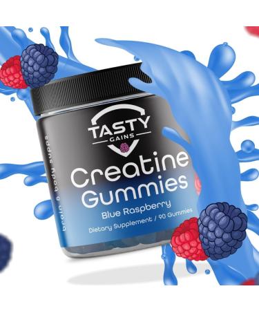 Creatine Infused Gummies 90g Non-GMO Vegan Muscle Builder & Strength Booster | Blue Raspberry | 90 Count Made in USA - Buy Online on GoSupps.com