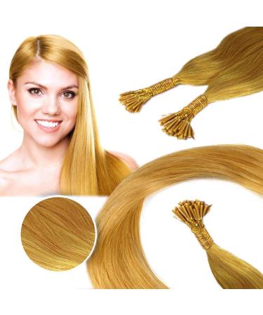 RemyHaar.eu Colorful hair strands Remy human hair extensions Colored strands I-Tip hair extension (10x 0.5g yellow) 10 strands yellow