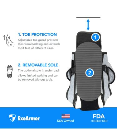 ExoArmor Podus Boot: Heel Pressure Relief, Foot Drop Support & Hip Rotation Aid - Soft Polyester Fleece Liner - Universal Size - Buy Online on GoSupps.com