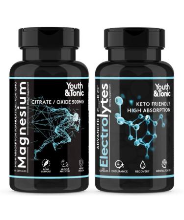 2pk| High Absorption Magnesium Complex + Electrolytes Pills - Mag Minerals Vitamins | Premium Magnesium Citrate Oxide Supplement for Leg Cramps Sore Muscle Bone Support Endurance Recovery Nerve Health