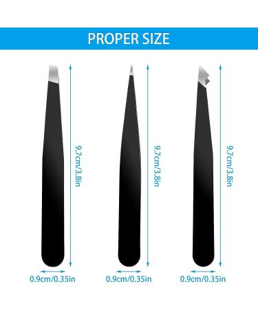 TIESOME 3Pcs Stainless Steel Tweezers Set for Eyebrows - Precision Eyebrow Remover for Women Men - Ideal for Ingrown Hair, Facial Hair, Beard, and Blackhead Removal - Buy Online on GoSupps.com