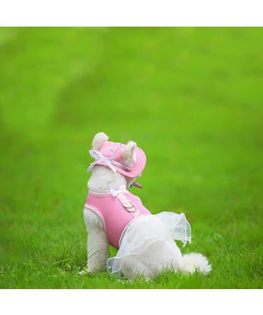 Adjustable Dog Sonnen Hat - Summer Baseball Cap with Ear Holes for Small Dogs Puppies & Cats | Outdoor Sun Protection Solar Hood in L Pink - Buy Online on GoSupps.com