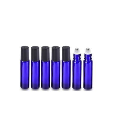 Portable Roller Bottles Essential Oil Roller Bottles Glass Roll-on Bottles with Stainless Steel Roller Balls for Essential Oil Perfume Oil 10ml 7 Packs (Blue)