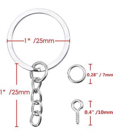 100Pcs Keychain Rings with Chain & Jump Rings for Jewelry Making - 1 Inch/25mm - Buy Online on GoSupps.com