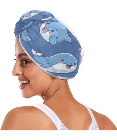 Small Cute Whale Hair Towel 2 Pack - Super Absorbent Quick Dry Turbans for Women & Girls - Buy Online on GoSupps.com