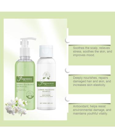 XINRAN Jasmine Shower Gel Shampoo Jasmine Fragrance Shampoo Shower Gel Set Moisturizing Hair and Skin Care Set Soothing Nourishing Shower Gel Shampoo for All Skin and Hair Types 4 Pieces - Buy Online on GoSupps.com