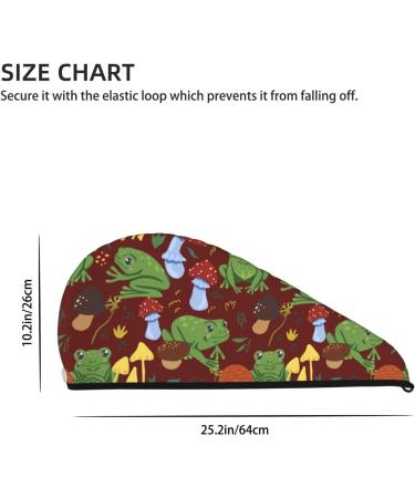 Hair Towel Wrap - Quick Drying Hair Turban with Button | Frogs & Mushrooms Design - Buy Online on GoSupps.com