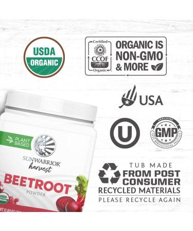 Beet Root Powder Increase Stamina Blood Flow Circulation Natural Nitric Oxide Non-GMO Keto Vegan Superfood for Smoothies Acai Pudding Baking 360g sq tub (90 SRV) Organic Harvest by Sunwarrior - Buy Online on GoSupps.com