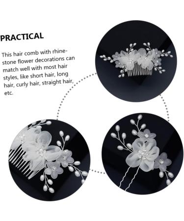 minkissy 1 Set Comb Plate Hairpin Leaf Bride Hair Comb Flower Hair Fork Rhinestone Hair Clips Bridal Hair Sticks Flower Hair Comb Floral Side Hair Comb Bridal Hair Pin Brooch Wedding Fabric - Buy Online on GoSupps.com