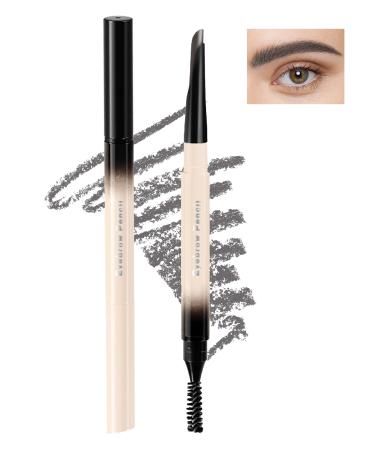 Black Grey Waterproof Eyebrow Pencil Angled Tip Sculpting Retractable Eyebrow Pencil Double Headed Brow Pencil with Spoolie Brush Smooth and Non-Clumping Long Lasting Eye Brow Makeup for Women-04 04 Black Grey
