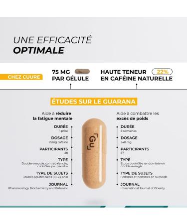 Guarana Pure Cuure 90 Days 22% Caffeine Mental and Physical Fatigue Weight Control Powerful and Effective Vegan Food Supplement Formulated and Packaged in France - Buy Online on GoSupps.com
