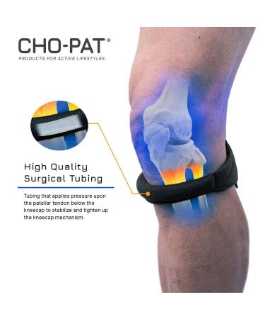 Cho-Pat Original Knee Strap - Patella Support for Runner's Knee, Jumper's Knee, Osgood Schlatter's - Black, Medium (1 Pair) - Buy Online on GoSupps.com