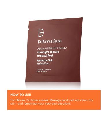 Dr. Dennis Gross Overnight Retinol + Ferulic Peel - Smooths Uneven Tone & Texture, Brightens Skin - 16 Packettes - Buy Online on GoSupps.com
