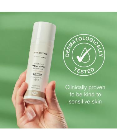 Green People Scent Free Facial SPF15 Sun Cream 50ml | Natural & Organic Sensitive SPF Moisturiser for Combination Spot-Prone or Sensitive Skin | Paraben Free & Unscented | Cruelty Free & Vegan - Buy Online on GoSupps.com