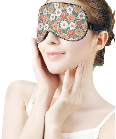 Daisy Flower Pattern Sleep Mask for Women | Adjustable Eye Shades Cover with Elastic Strap - Perfect for Travel & Relaxation - Buy Online on GoSupps.com