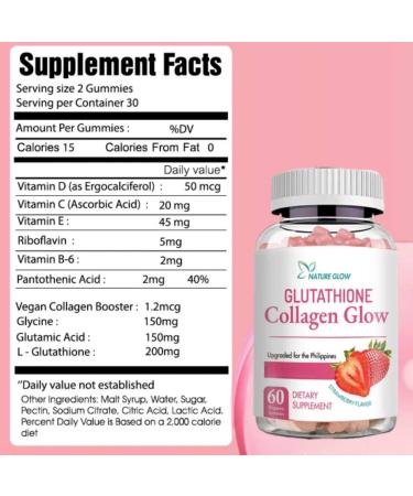 Nature Glow Glutathione Collagen Glow 60 Count - Strawberry - Buy Online on GoSupps.com