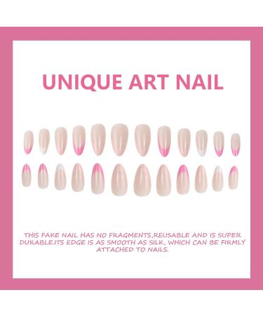 24PCS Press on Nails - Full Cover Long False Nails - French Tip False Nails Fake Nails Short with Glue - Reusable Stick on Nails Tips Nails Easy to Use (Pink White Almond) - Buy Online on GoSupps.com
