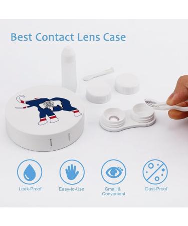 Wyoming Elephant Flag Round Case For Contact Lens Kit Storage Box with Mirror Printed - Buy Online on GoSupps.com