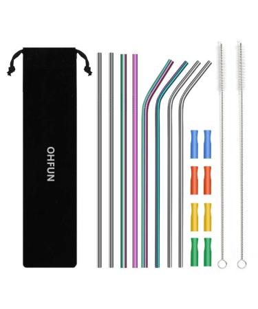 8PCS Reusable Straws 10.5" Stainless Steel Straws -with Cleaning Brush and Silicon Tips for 20/30 Oz Yeti Tumblers with Carrying Case