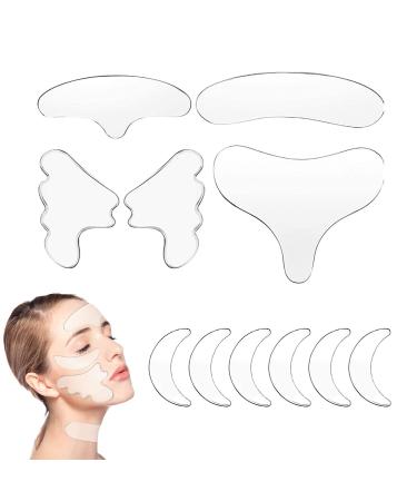 TSHAOUN 11 Pieces Reusable Silicone Chest Wrinkle Pads Patches silicone patches for face Cleavage Pad Eye Cheek Stick for Smooth Neck Forehead Eye Mouth Skin Wrinkles Anti Wrinkle Patches (11 PCS)