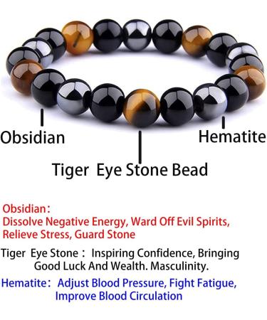 Eumenides Class A Tiger Eye Bracelet - 10mm Yellow Obsidian Magnetic - Sunshine & Confidence - 7.85 inches - Buy Online on GoSupps.com