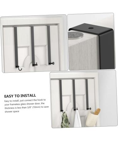 Generic 4 Pcs Door Hook Wall Mounted Clothes Hanger Wall Hanger Over Door Towel Bar Black Stainless Steel - Buy Online on GoSupps.com