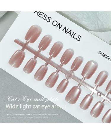 TQUXNGA Cats Eye Champagne Artificial Nails French Tip False Nails Detachable Press On Nail Full Cover False Nails for Women - Buy Online on GoSupps.com