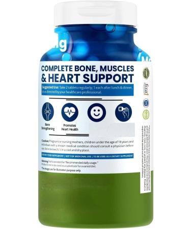 Magnesium Citrate + Glycinate 1648 mg Supplement for Men and Women - 60 Veg Tablets - Buy Online on GoSupps.com