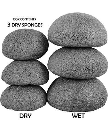 Switty Konjac Sponge 3 Pack - Activated Bamboo Charcoal for Cleansing & Peeling | Best Beauty Tool for Radiant Skin - Buy Online on GoSupps.com