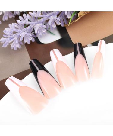 Sethexy Long Coffin False Nails - 24 Pieces Abstract Puzzle Art Acrylic Press-On Nails for Women & Girls International Shipping Available - Buy Online on GoSupps.com