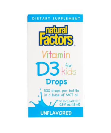 Natural Factors Vitamin D3 Drops Unflavored 10 mcg (400 IU) 0.5 fl oz (15 ml)