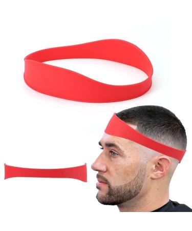 Neckline Shaving Template Hair Cutting Guide Curved Neck Hair Shaving Template Soft Silicone Neckline Trimming Template for DIY Home Haircuts (Red)